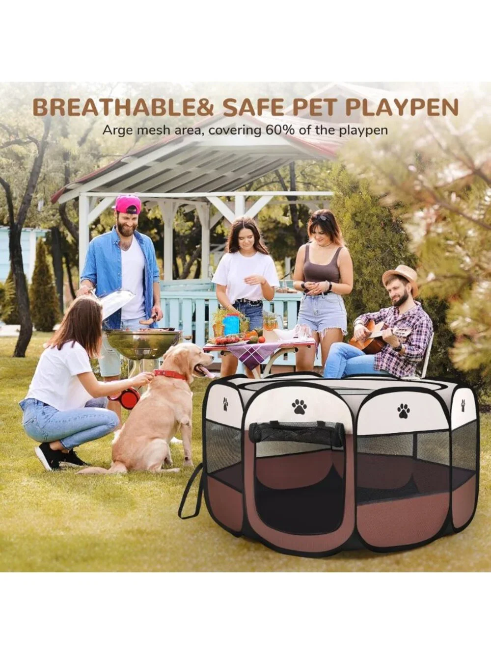 Portable Pop-Up Puppy Playpen | Foldable Exercise Kennel Tent for Indoor/Outdoor